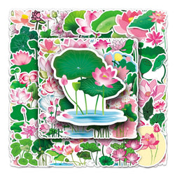 50Pcs Lotus Cartoon Waterproof Vinyl Stickers for Skateboard Snowboard (ONLINE ORDER ONLY)