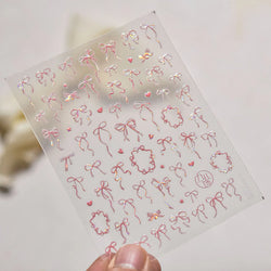 Colourful Tender Bowknot Embossment Shiny Tie Delicate Elegant 3D 5D Self Adhesive Nail Art Stickers Rhinestone Manicure Decals (ONLINE ORDER ONLY)