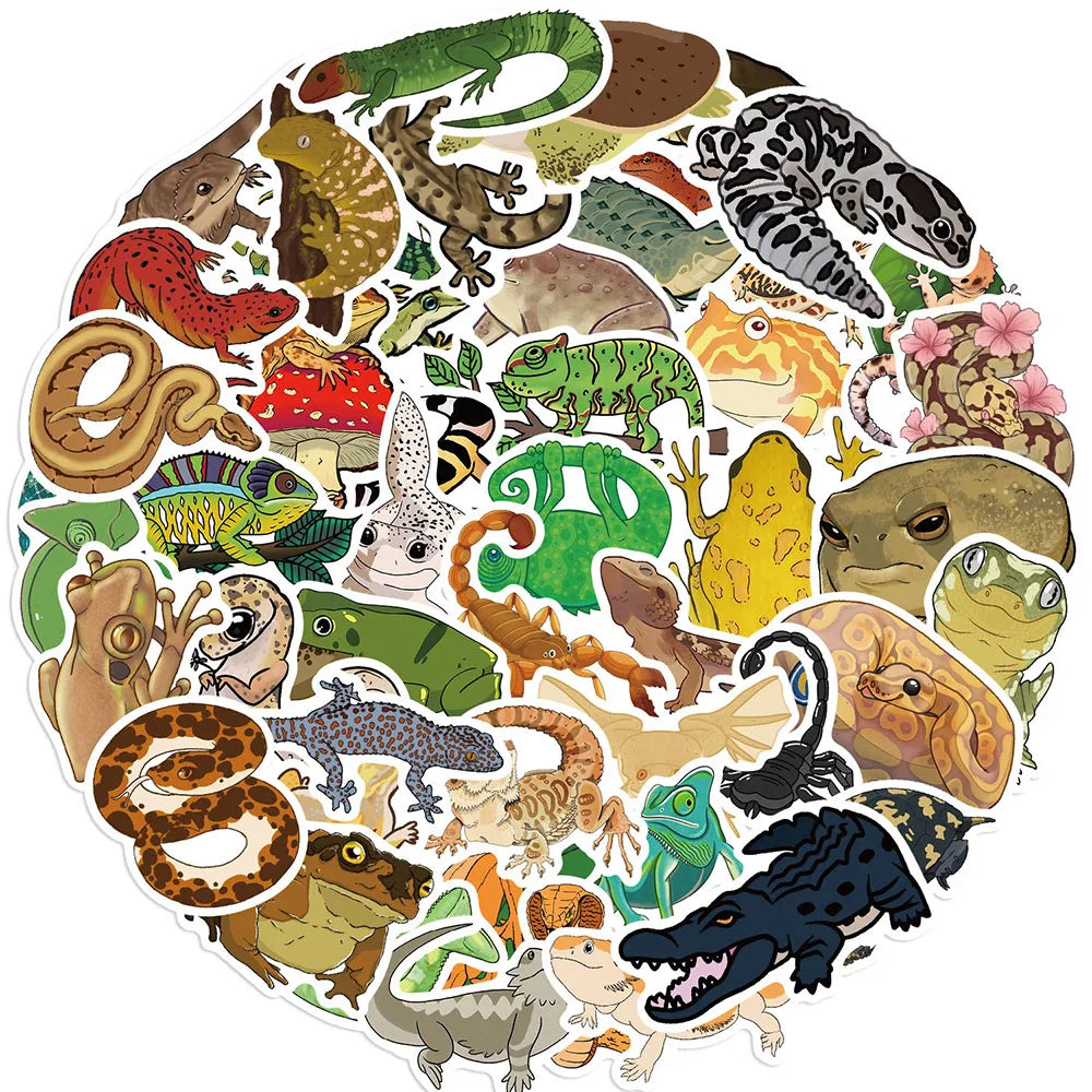 Funny Reptile Lizard Frog Snake Stickers Waterproof Decals for Phone, Skateboard, Notebook, Bike (ONLINE ORDER ONLY)