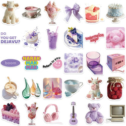 30Pcs Purple Aesthetics Sticker Diy Computer Stickers for Water Bottles Waterproof Journal Arts Crafts Toy Decals (ONLINE ORDER ONLY)