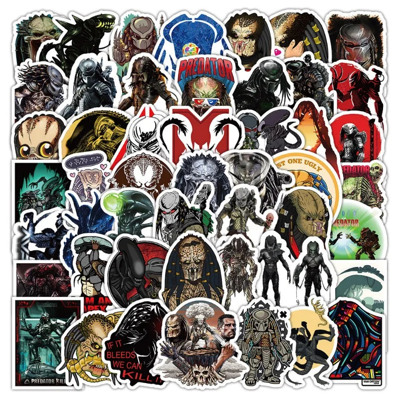 50pcs Predator Stickers for Laptop, Phone, Car, Scooter, Water Bottle, Suitcase, Refrigerator (ONLINE ORDER ONLY)