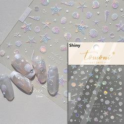 Summer Beach Ocean Shell Starfish Clams Conch Stars Sea Bubble Seasnail Soft Relief Decoration Nail Art Stickers Manicure Decals (ONLINE ORDER ONLY)