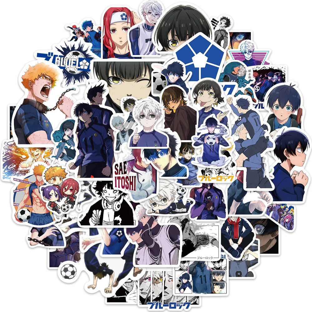 50pcs BLUE LOCK Football Anime Stickers Waterproof Graffiti Decals Phone Laptop Luggage Guitar Notebook Cartoon Stickers (ONLINE ORDER ONLY)
