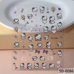 1pc 5D Pink/Black Hello Kitty Nail Art Stickers Anime Cartoon Japanese Cartoon KT Cat Manicure Decal Luxury DIY Nail Accessories (ONLINE ORDER ONLY)