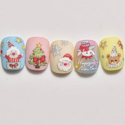 Apple Bear Bunny Snowman Winter Tree Bell Dog Self Adhesive Nail Art Stickers Snowflake Santa Claus Rhinestone Manicure Decals (ONLINE ORDER ONLY)