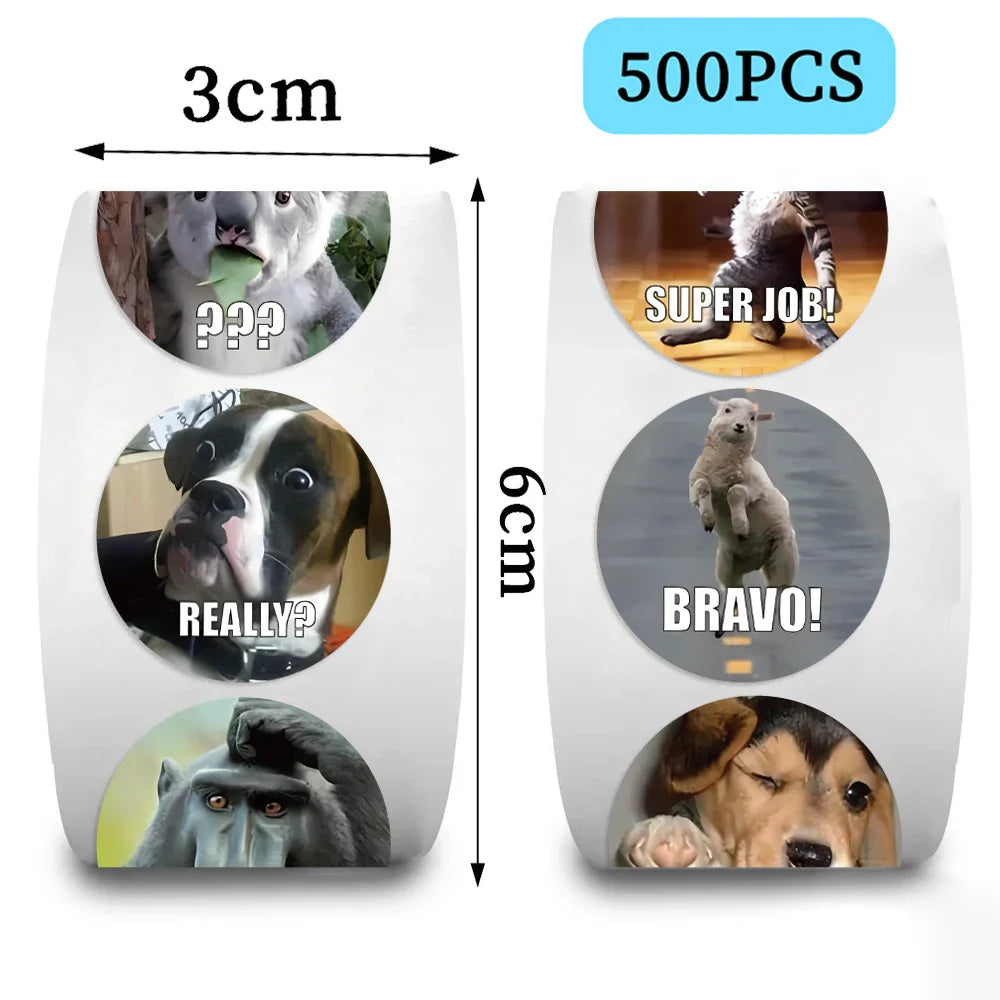 500PCS/Roll Animals Stickers For Kids Reward School Classroom Cartoon Cute Stickers For Teachers Parents DIY Craft (ONLINE ORDER ONLY)