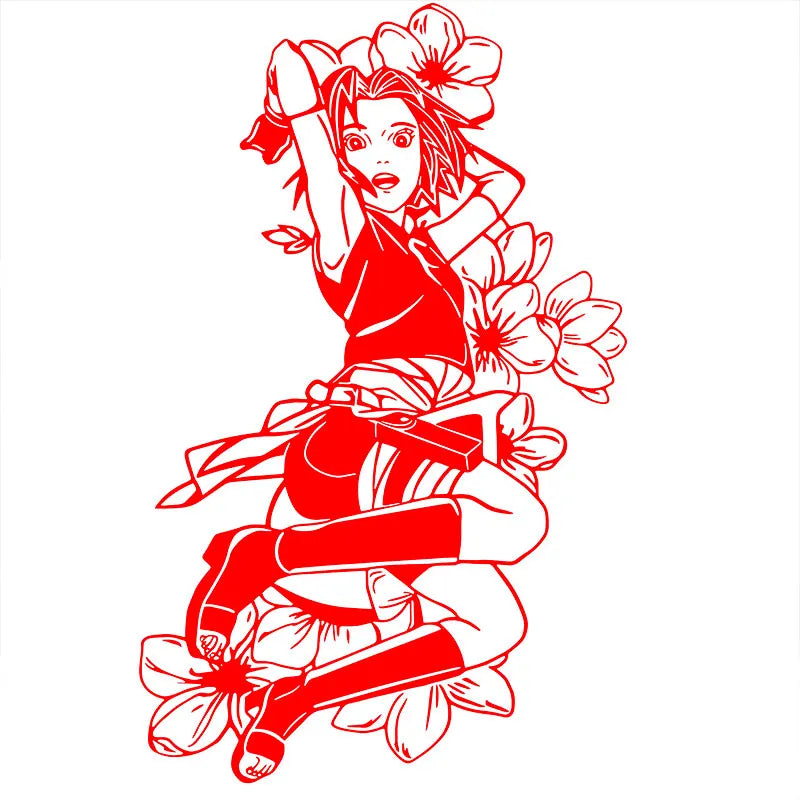 Anime Large Pattern Car Sticker Japanese Anime Cherry Blossom Decoration Window Side Auto Parts Girl Vinyl Decals (ONLINE ORDER ONLY)