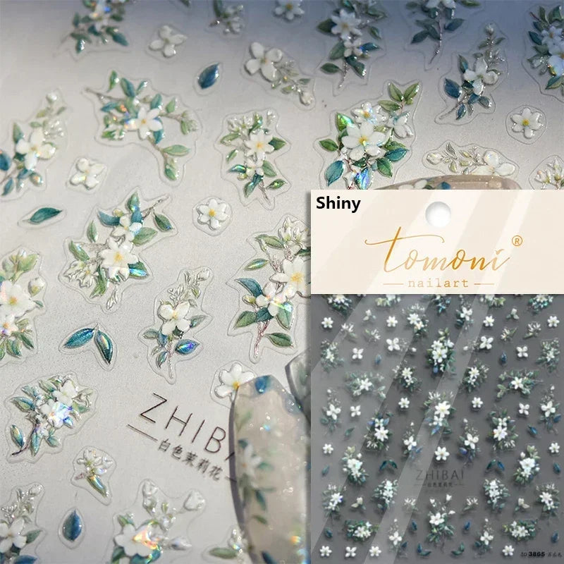 Red Azalea Rose Peony Crane Warbler Bird Fish Lily Chicken Rabbit Lobster Flower Retro Chinese Nail Art Sticker Decoration Decal (Online Order Only)