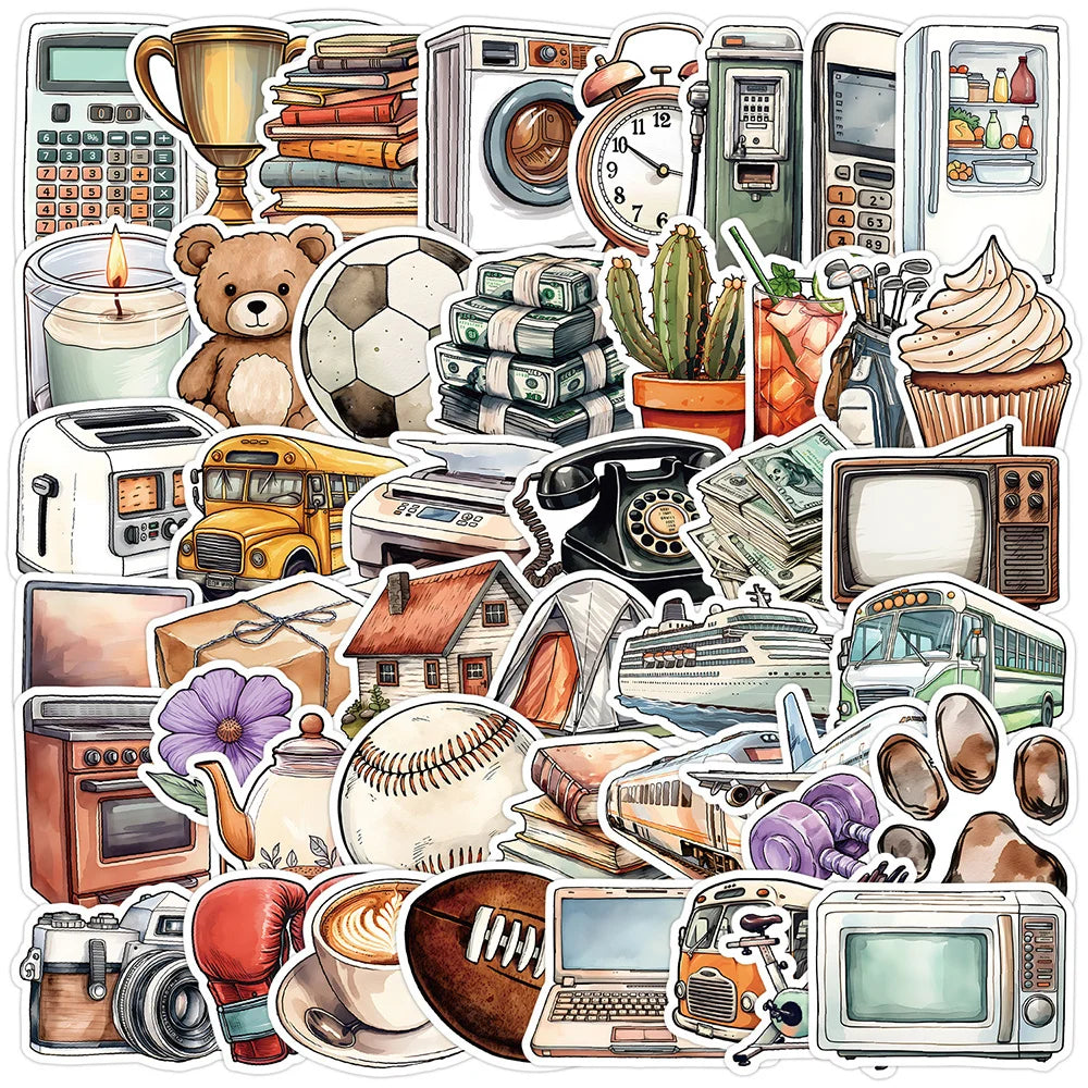 50pcs Retro Graffiti Stickers for Helmet, Wall, Desktop Decoration, DIY Pack Wholesale (ONLINE ORDER ONLY)