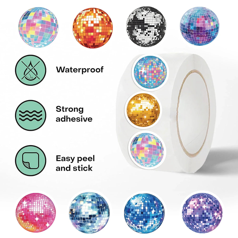 500Pcs/Roll Cartoon Disco Sticker Cool Tape Adhesive Material Envelope Sealing Sticker DIY Phone Luggage Paste Paper (ONLINE ORDER ONLY)
