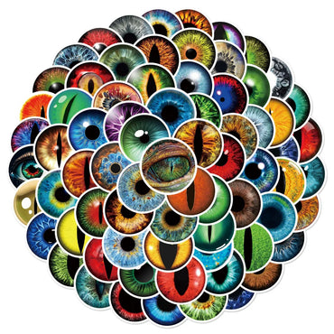 10/80Pcs Trendy Cartoon Horror Eyeball Sticker Graffiti Helmet Cup DIY Waterproof PVC GraffitiSticker Children Toys Wholesale (ONLINE ORDER ONLY)