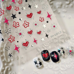 Red Sexy Love Heart Flower Hot Stamping Wing Star Moon Bowknot Sun Punk Adhesive Nail Art Decorations Stickers Manicure Decals (ONLINE ORDER ONLY)