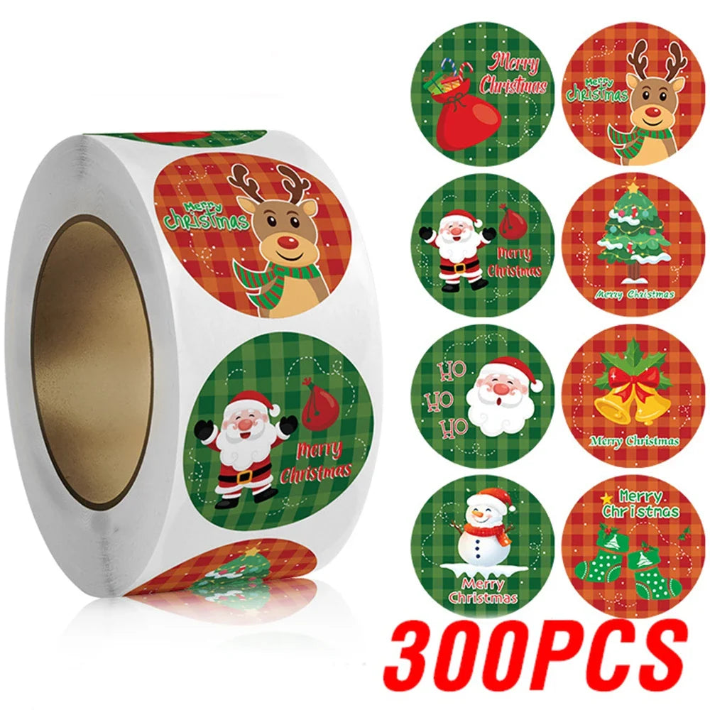 100-500pcs Merry Christmas Stickers Christmas Theme Seal Labels Stickers For DIY Gift Baking Package Envelope Stationery (ONLINE ORDER ONLY)