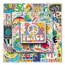 50Pcs World Peace Cartoon Waterproof Vinyl Stickers for Skateboard Snowboard (Online Order Only)