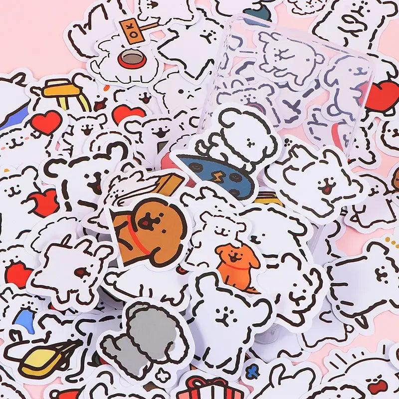 10/50/100PCS Cartoon Cute Line Dog In The Book Stickers DIY Toy Laptop Luggage Skateboard Suitcase Guitar Graffiti Decal Sticker (ONLINE ORDER ONLY)