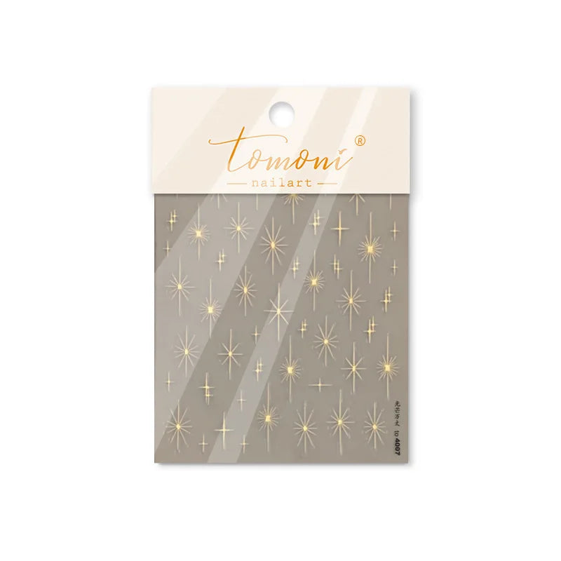 Gold Silver Star Laser Pink Colorful Glitter Starlight Sparkle Rhinestones Relief Nail Art Decorations Stickers Manicure Decals (ONLINE ORDER ONLY)