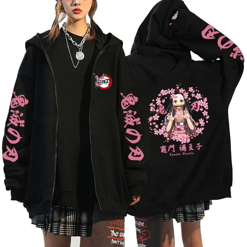 Demon Slayer Pattern Print Sweatshirt Harajuku Zipper Hoodie (ONLINE ORDER ONLY)