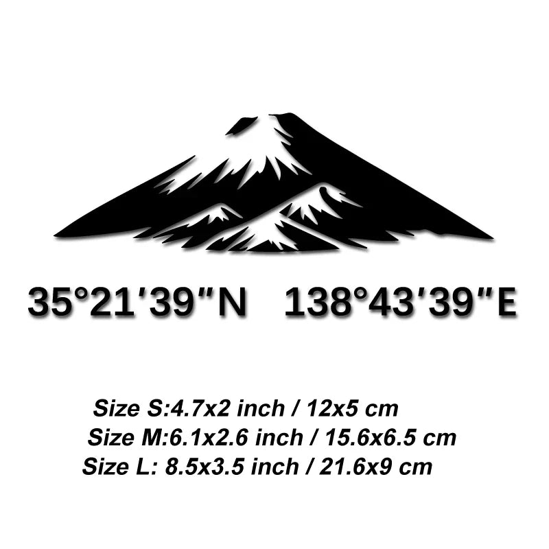 MOUNT FUJI Stickers with its longitude and latitude decal,creative&fashion with high quality for car trucks motorcycles &laptops (ONLINE ORDER ONLY)