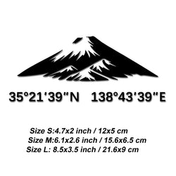 MOUNT FUJI Stickers with its longitude and latitude decal,creative&fashion with high quality for car trucks motorcycles &laptops (ONLINE ORDER ONLY)