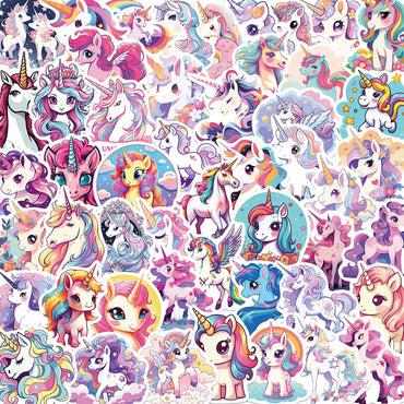 10/50pcs Cartoon Cute Rainbow Unicorn Stickers Pack for Scrapbooking Laptop Travel Luggage Laptop Wall Car Decoration Decal (Online Order Only)