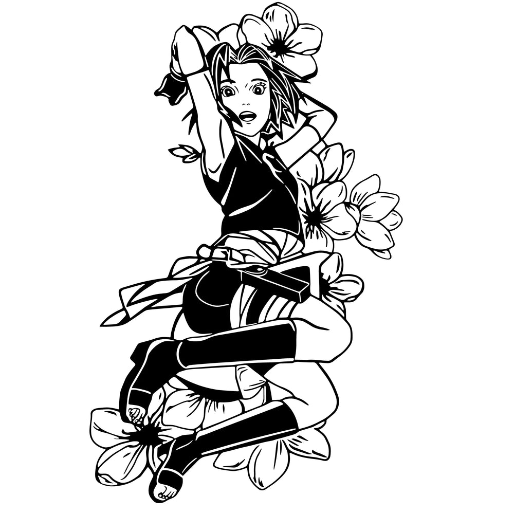 Anime Large Pattern Car Sticker Japanese Anime Cherry Blossom Decoration Window Side Auto Parts Girl Vinyl Decals (ONLINE ORDER ONLY)