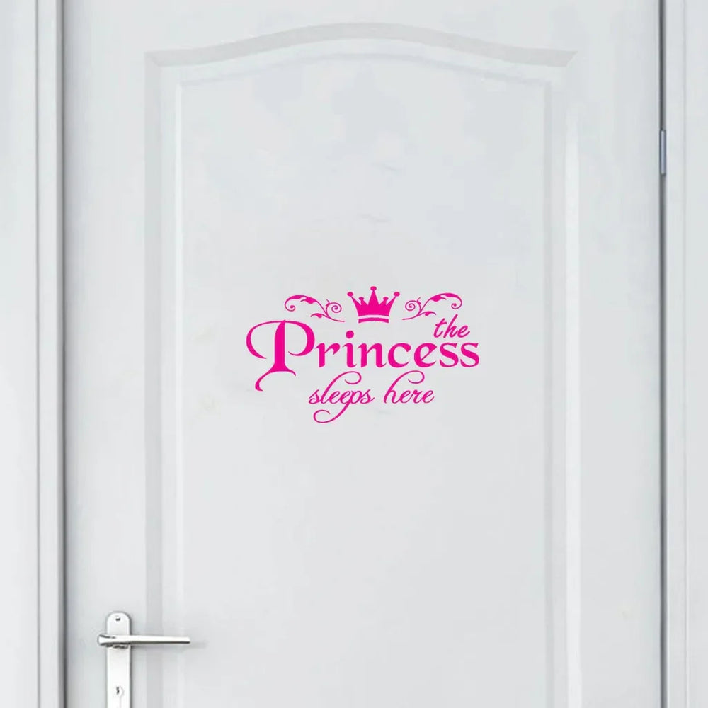 "Princess Sleeps Here" Pvc Window Sticker Children'S Room Decoration Door Sticker Cartoon Crown For Home New Year DIY Decals (ONLINE ORDER ONLY)