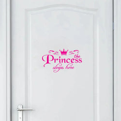 "Princess Sleeps Here" Pvc Window Sticker Children'S Room Decoration Door Sticker Cartoon Crown For Home New Year DIY Decals (ONLINE ORDER ONLY)
