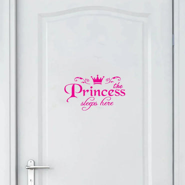 "Princess Sleeps Here" Pvc Window Sticker Children'S Room Decoration Door Sticker Cartoon Crown For Home New Year DIY Decals (ONLINE ORDER ONLY)