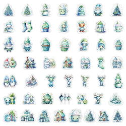 10/30/50PCS Cute Green Christmas Stickers Decoration Kawaii Cartoon Decals Toys Notebook Fridge Phone Bike Car Graffiti Sticker (ONLINE ORDER ONLY)
