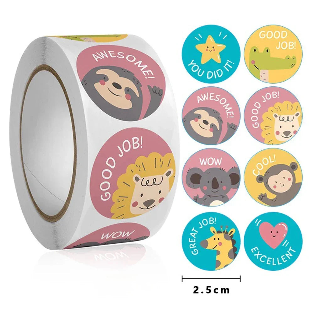 100-500pcs Cartoon Animals Cute Reward Stickers for Kids School Teacher Supplies Kids Classic Toy Gift Sealing Decor Stationery (ONLINE ORDER ONLY)