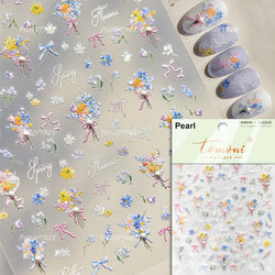 Retro Tulip Flowers Daisy Photo Frame Geometric Border Bowknot Butterfly Soft Relief Adhesive Nail Art Stickers Manicure Decals (ONLINE ORDER ONLY)