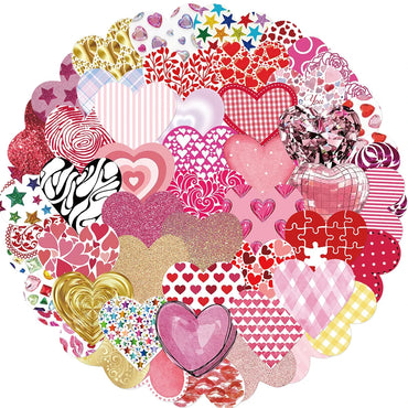 10/30/50PCS Pink Love Cute Heart Stickers Romantic Decals Graffiti Toys DIY Waterproof Phone Notebook Suitcase Bike Guitar Gifts (ONLINE ORDER ONLY)