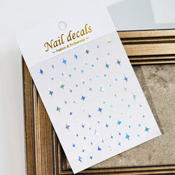 1PCS Sliver Stars Nails Stickers 3D Bronzing Laser White Cross Starlight Glossychic Y2K Stylish Adhesive Manicure Decorations *# (Online Order Only)