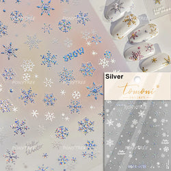 Shiny Snow Delicate Gold Pink Silver White Romantic Winter Self Adhesive Nail Art Stickers Snowflake Rhinestone Manicure Decals (ONLINE ORDER ONLY)