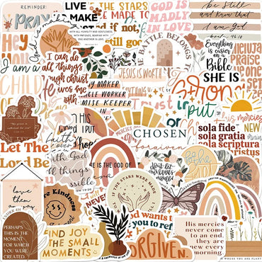 10/30/50PCS Kawaii Boho The Bible Decoration Scrapbooking Accessories PVC Sticker Aesthetic Stationery School Supplies for Kids (ONLINE ORDER ONLY)