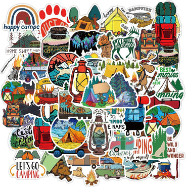 Outdoor Travel Camping Cartoon Stickers Waterproof Decals for Luggage, Guitar, Laptop, Kid Toys (Online Order Only)