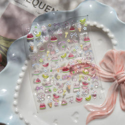 Summer Beach Bikini Watermelon Strawberry Ice Cream Soda Coconut Tree Fan Juice Crab Nail Art Decoration Stickers Manicure Decal (ONLINE ORDER ONLY)