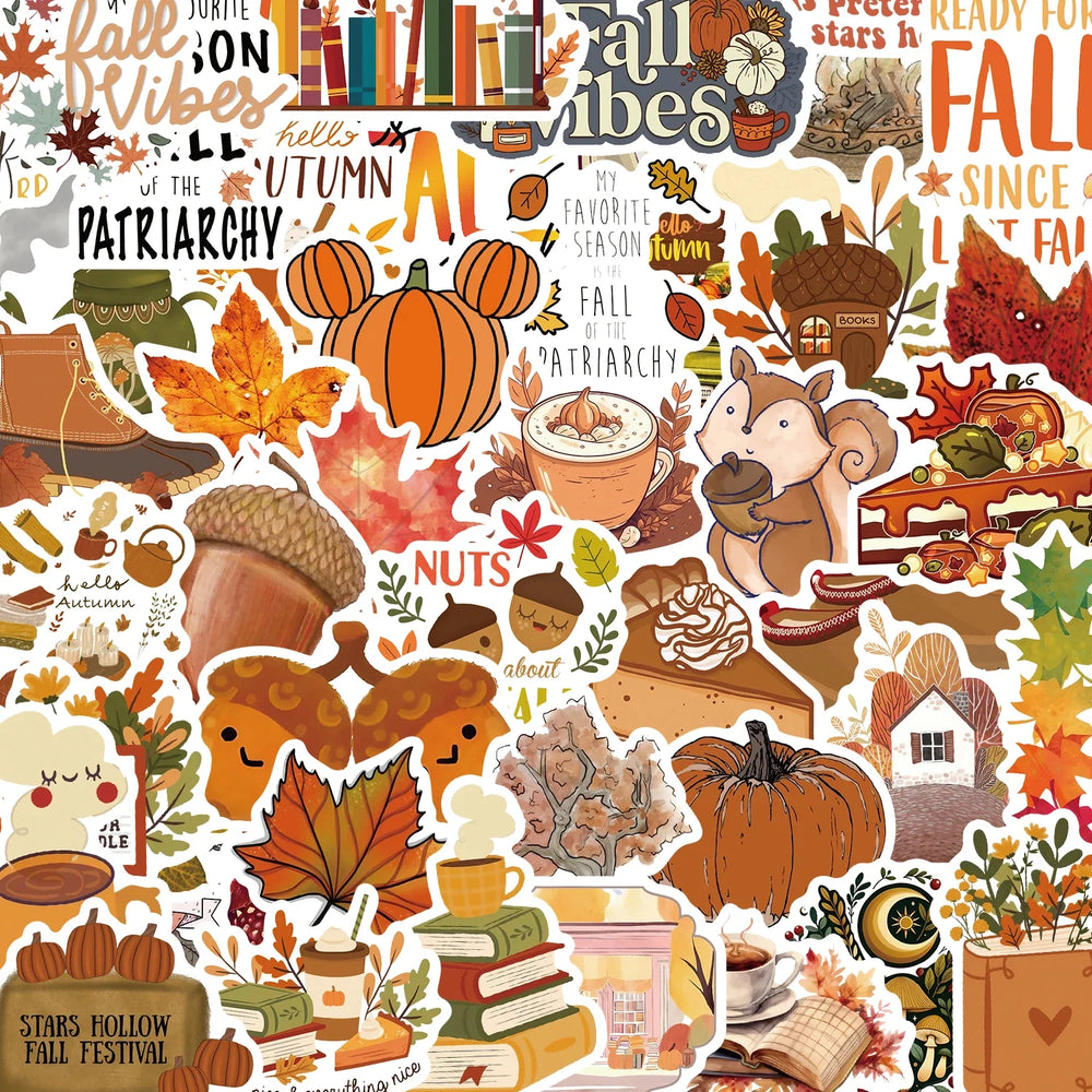 50pcs Dream Fall Maple Leaves Autumn Sticker Travel Suitcase Phone Laptop Luggage Classic Stickers Home Decor Diy Kids Girl Toys (Online Order Only)