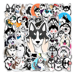 50Pcs Husky Cartoon Waterproof Vinyl Stickers for Skateboard Snowboard (ONLINE ORDER ONLY)