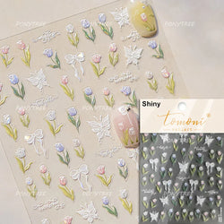 Colourful Butterfly Rose Flower Tulip Daisy Moth Orchid Narcissus 3D Self Adhesive Nail Art Decorations Stickers Manicure Decals (ONLINE ORDER ONLY)