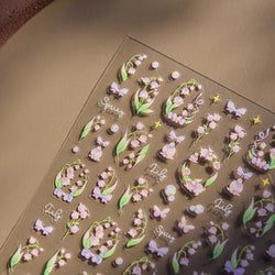 Lily of The Valley Star Spring Flower Bowknot Butterfly Water Bubbles Self Adhesive Nail Art Stickers Rhinestone Manicure Decals (ONLINE ORDER ONLY)