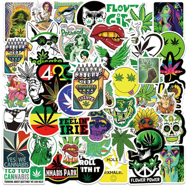10/30/50/100PCS Funny Characters Leaves Weed Smoking Graffiti Stickers Car Travel Luggage Guitar Laptop Waterproof Cool Sticker (ONLINE ORDER ONLY)