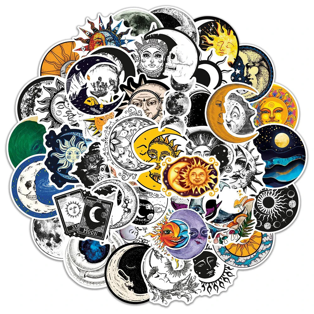 10/30/50PCS Cool Mysterious Moon Gothic Graffiti Stickers Art Aesthetic Decals Kid Toy Skateboard Motorcycle Laptop Car Sticker (ONLINE ORDER ONLY)