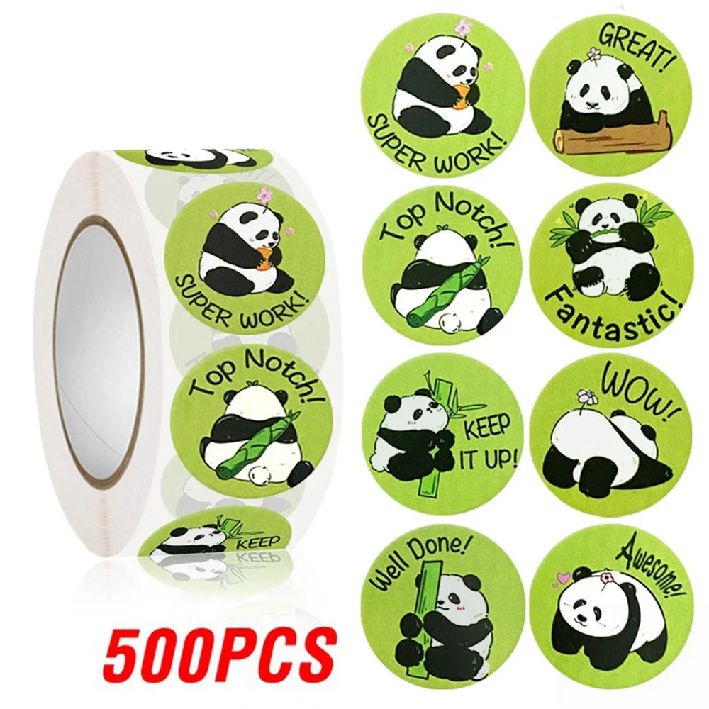 100-500pcs Cute Animal Panda Stickers for Envelope Praise Reward Student Work Label Stationery Seal Lables 1inch/2.5cm (ONLINE ORDER ONLY)