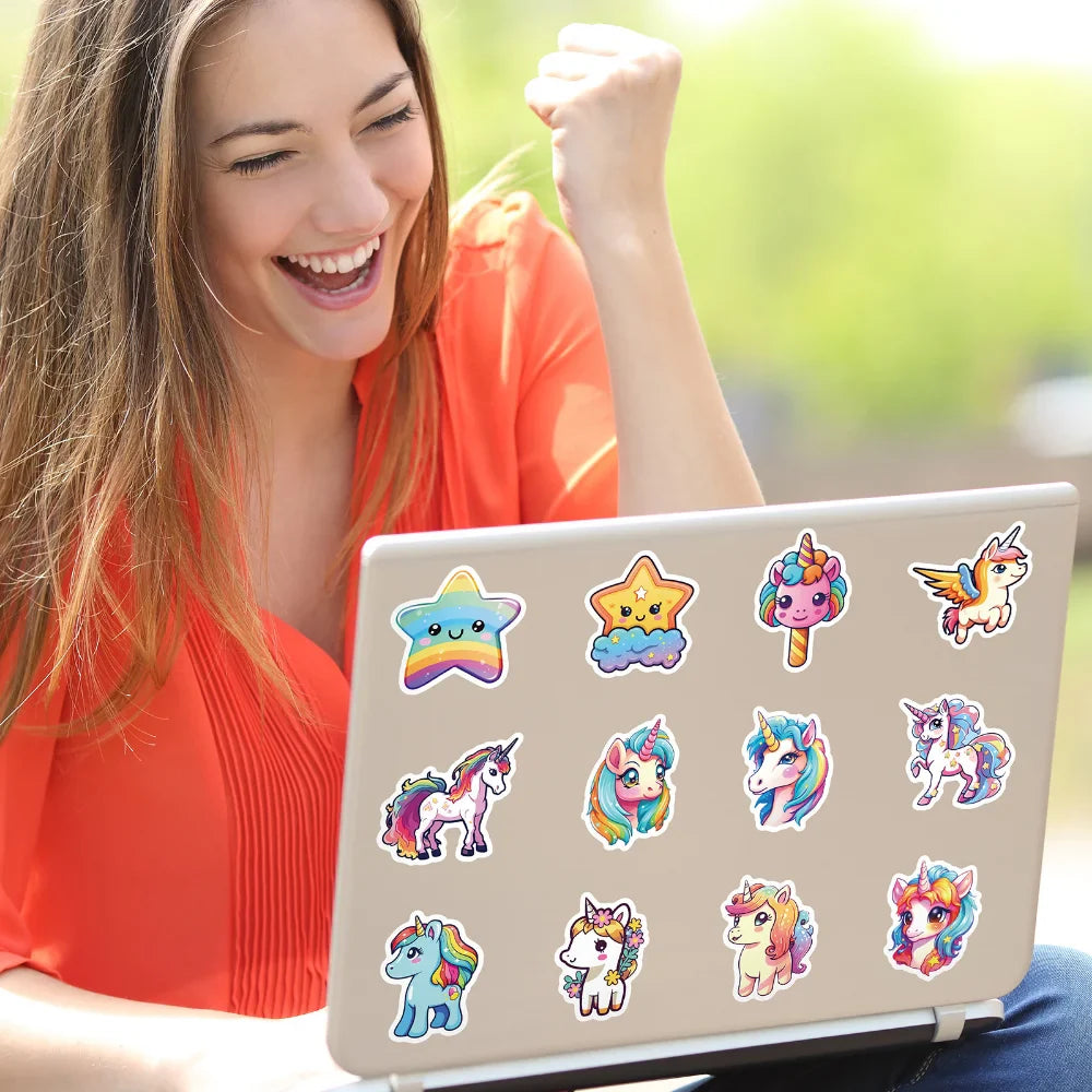 10/50Pcs Cute Cartoon Horse Stickers for Laptop Luggage Phone Car Scooter Funny Vinyl Decal for Kids Girl Children Gift (ONLINE ORDER ONLY)