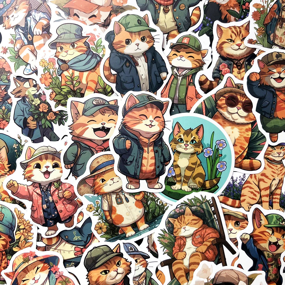 10/50pcs Cute Cat Stickers Cartoon Decals for Laptop Phone Car Notebook (Online Order Only)