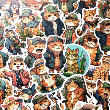 10/50pcs Cute Cat Stickers Cartoon Decals for Laptop Phone Car Notebook (Online Order Only)