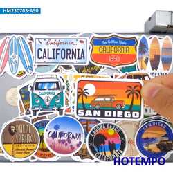 20/30/50Pieces USA California Poster Sunshine Beach Surfing Travel Stickers for Luggage Motorcycle Car Bike Laptop Phone Sticker (ONLINE ORDER ONLY)