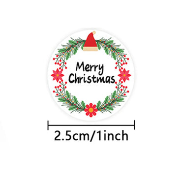 100-500pcs Merry Christmas Holiday Stickers Wreath Adhesive Stickers for Christmas Envelopes Seal Gift Tags Party Decoration (Online Order Only)