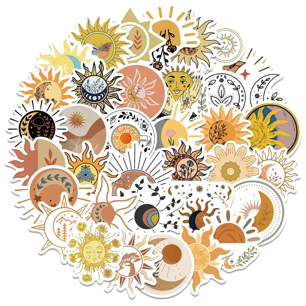 Sun Flower Cartoon Stickers for Suitcase, Skateboard, Laptop, Luggage, Phone (ONLINE ORDER ONLY)